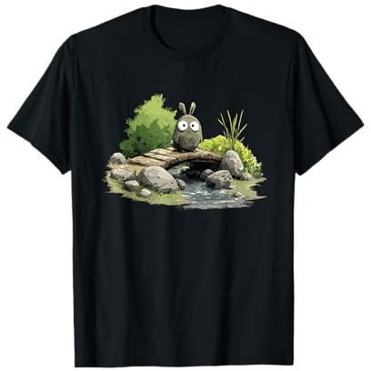Mignon Anime Forest Spirit on Garden Bridge T-Shirt