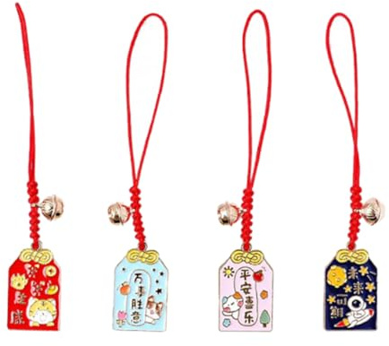 SHINEOFI Lot de 4 Pendentifs Téléphone Portable Décoratifs Chinois Légers et Créatifs, Accessoires Suspendus pour Smartphone et Porte-clés