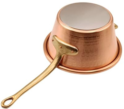 RAME PURO Paiolo per Polenta in Rame Induzione - 23 cm, 2,5L, Manico Ottone, 2/3 Persone, anche per Marmellata, Formaggi, Fondo Saldato Argento, Martellato a Mano – Made in Italy