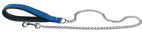 Ferplast Daytona GM Guinzaglio per Cani Extraresistente - Morbida Impugnatura Imbottita - Catena in Metallo - Design Italiano - 100 x 2,5 cm, Blu