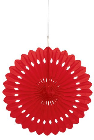 Ruby Red Solid Tissue Paper Fan (40cm) 1 Piece - Hanging Decoration for Party & Event Decor