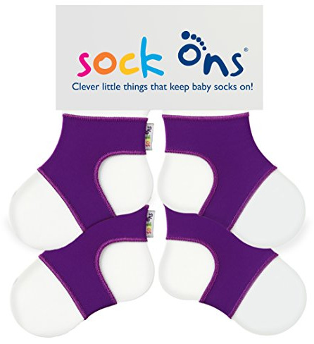 Sock Ons - Baby Sock Holders - 6-12 months - 2 Pack - 2 x Purple - Amazing Value Pack - Keep Baby