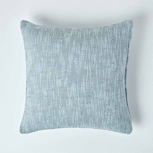 Homescapes Kissenhülle Nirvana Slub hellgrau – Deko-Kissenbezug 45x45 cm aus 100% Baumwolle, strukturierte Sofakissenhülle mit Reißverschluss, handgewebt, waschbar & Oeko-TEX-Zertifiziert