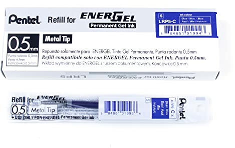 Pentel EnerGel Document LRP5 Nachfüllmine für 0.5 mm Gelschreiber, blau (12 Stück)