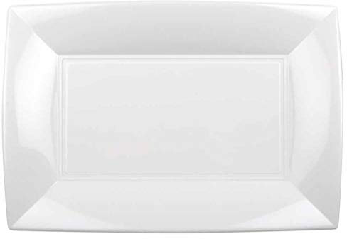 Piatti Plastica Nice Rettangolari Grandi PP 345x230mm cfz 6pz (Bianco)