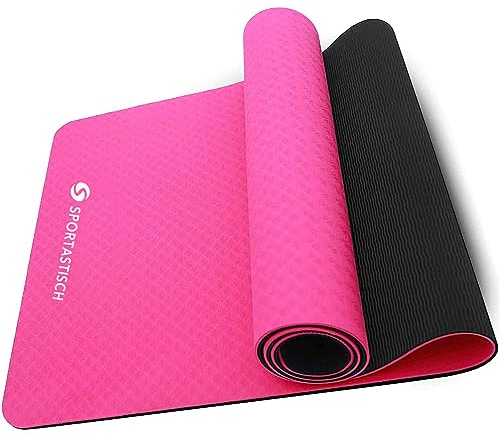 Sportastisch Profi Yogamatte „Yoga Star“ rutschfeste TPE Gymnastikmatte, 6mm Fitnessmatte Sportmatte gepolstert für Workout zuhause (183 x 61 cm)