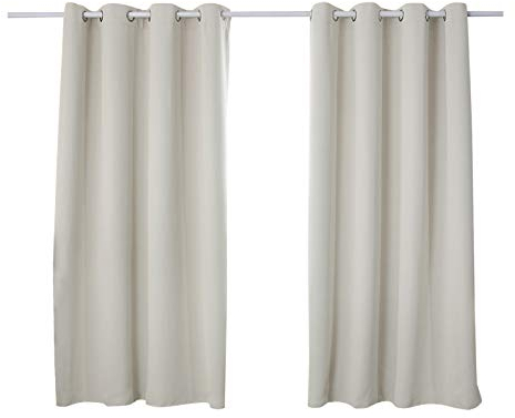 WOLTU Gardinen mit Ösen, Verdunklungsvorhang Blickdicht, Thermo Vorhang gegen Kälte und Hitze, Ösenschal, 250g/m² Dicke Vorhang, für Wohnzimmer Schlafzimmer, Creme