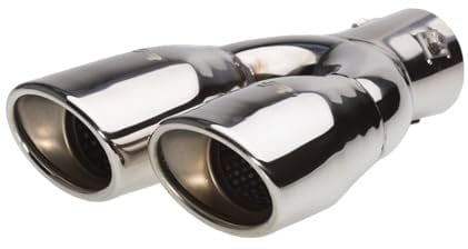 Simoni Racing Auspuffblende Doppel Oval/Schräg Edelstahl - 167x67xL220mm - Anschluß -37->57mm - Rechts