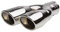 Simoni Racing Auspuffblende Doppel Oval/Schräg Edelstahl - 167x67xL220mm - Anschluß -37->57mm - Rechts