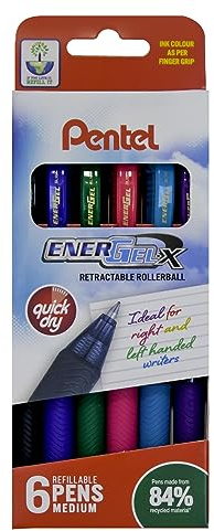 Pentel EnerGel X 0.7 mm Tip Pen - Assorted Colours (Pack of 6)
