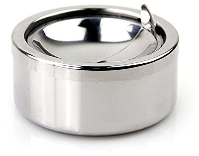 Kinger_Home Edelstahl Aschenbecher mit Deckel Zigaretten Aschenbecher für Innen und Außen Aschenbecher für Raucher Desktop Smoking Asche Aschenbecher für Home Office Dekoration (Silber)