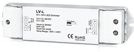 0/1-10V LED Dimmer 1CH 12A Constant Voltage Single Channel LED Dimmable Driver DC12-36V