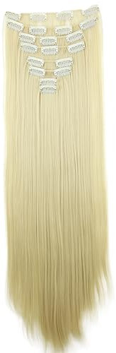CAISHA XXL 50cm 8 Teile Set CLIP IN EXTENSIONS Nicole Haarverlängerung Haarteil Voluminös Glatt Hellblond CES203