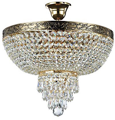 MAYTONI DECORATIVE LIGHTING Prunkvoller Kronleuchter Palace aus klarem Kristall, Metallrahmen mit Messingbandumfassung, 5-flammig, excl. 5 X E27 (60W) für Lobby, Hotel, Reataurants, Theater
