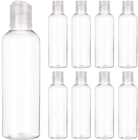BENECREAT 8 pack 200 ml vide en plastique PET Flacon de voyage portable avec bouchon a disque pour shampooing, revitalisant, lotion, produits de toilette