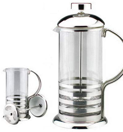 800ml / 8-Cup Stainless Steel Glass Cafetiere French Filter Coffee Press Plunger