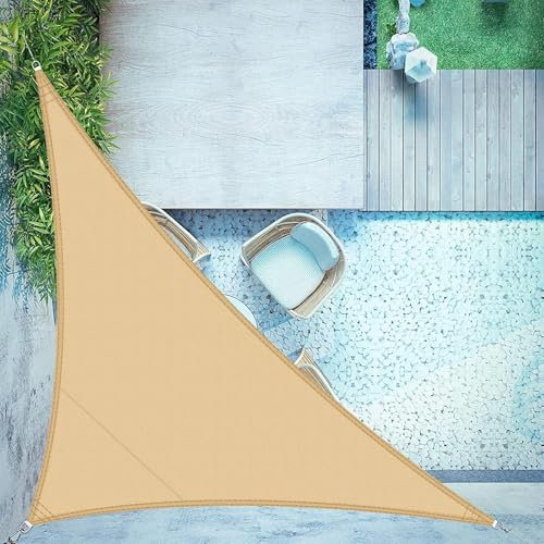 LOVE STORY Toldo Vela Triangular 4x4x5.65m Impermeable Toldos Arena Vela de Sombra,PES Poliestere Protección UV al 95% para Actividades al Aire Libre, Jardín, Patio