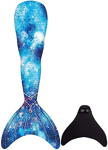 FOLOEO Meerjungfrauenflosse Mädchen mit Meerjungfrau Flosse, Mehrfarbig(Gn01),130