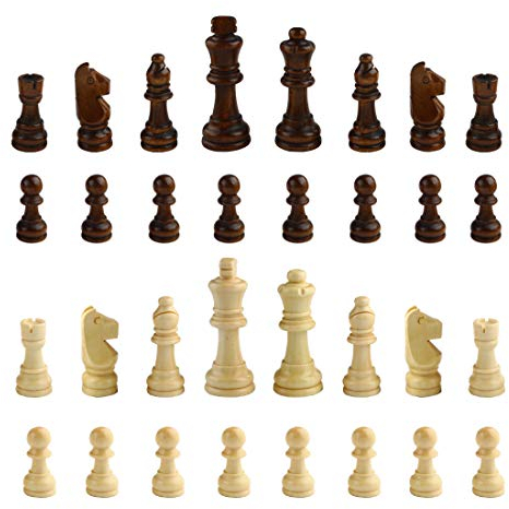 Andux Set of 32 MagneticChess Pieces 77mm Wooden Chess Pieces Only XQZ-03