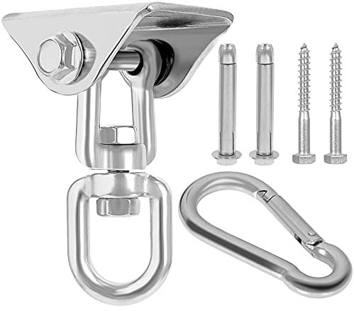 AHUNTTER 1000LB Heavy Duty Swivel Hook for Hanging Swing Chair Punch Bag 360° Stainless Steel Suspension Hooks Hangers with Bolt Hammock Hooks for Playground Wooden Ceiling Concrete Yoga Sandbag Sets