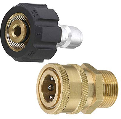 Hochdruckreiniger Adapter Set, Asudaro 14 mm Schwenkbar auf M22 Stecker, 3/8 Zoll Schnellkupplung, 5000 PSI, Schnellverbindungs Kit, Pistolen auf Stab Adapter, Schnellanschlussadapter,Schwarz