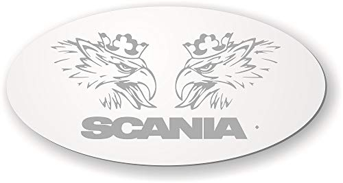 Schilderfeuerwehr Scania Svempa Spiegel mit Logo für die Rückwand ✓ Greif lasergraviert oder als Aufkleber ✓ Rückwandspiegel ✓ Truck Accessoires für den Innenraum ✓ (Aufkleber)