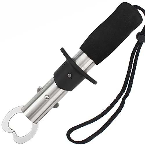 Fish Lip Gripper, Fishing Tools, Stainless Steel Fish Holder Tackle EVA Foam Handle with Wrist Strap Corrosion Resistant for Freshwater Saltwater Perfect Fishing Gift
