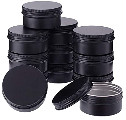 Sertay Leere Dosen, 12 Stück Reise Cremedose, Runde Creme Container, mit Schraubdeckel, für Shop Cremes, Salben, Balsame, Kräuter, Nailart (Schwarz)