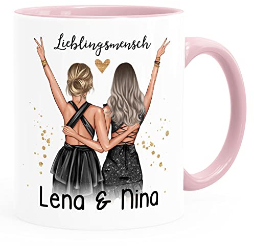 SpecialMe® Tasse beste Freundin Geschenk Geburtstag Weihnachten persönlich personalisiert Freundschaft Best Friends rosa Keramik-Tasse