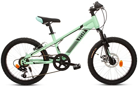 T&Y Trade 20 Zoll Kinder Jungen Mädchen Fahrrad Kinderfahrrad MTB Mountainbike Rad Bike Federgabel Gabelfederung 6 Gang Scheibenbremse Disk HUSAR GRÜN R015202