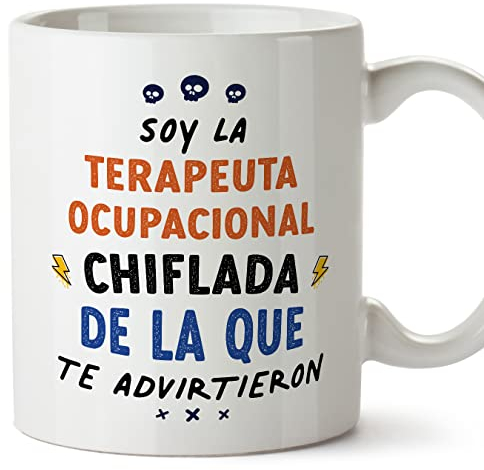 MUGFFINS Tazas para TERAPEUTA OCUPACIONAL mujer - En Español - Todos te advirtieron - 11 oz / 330 ml - Regalo original y divertido