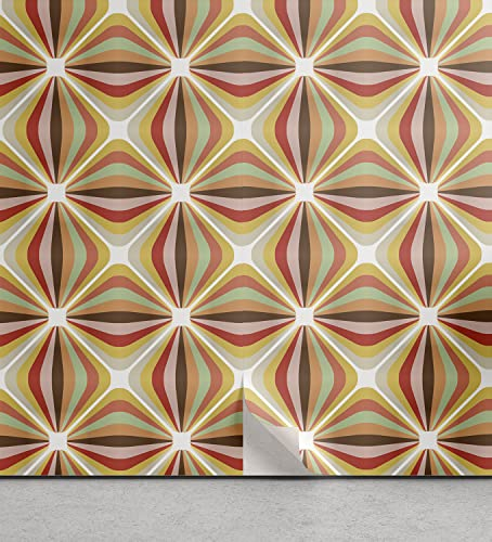ABAKUHAUS Retro abziehbare & klebbare Tapete für Zuhause, Bunte und geometrische, selbstklebendes Wohnzimmer Küchenakzent, 33 cm x 250 cm, Mehrfarbig