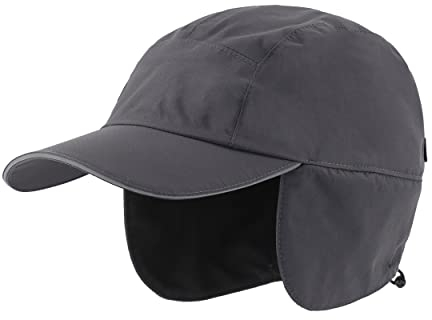 Magracy Wasserdichte Wintermütze für Herren, mit Fleecefutter, Baseballkappe mit Ohrenklappen, Skifahren, Dunkelgrün, dunkelgrau, Einheitsgröße