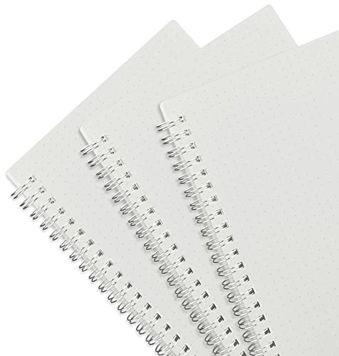 SNAGAROG 3 Stück Dot Spiral Notizbuch A5 Dotted Notizheft Punktraster Notizbuch Tagebuch Skizzenbuch Spiralblock Reisetagebuch - 80g/㎡, 155mm x 213mm, Transparente Abdeckung