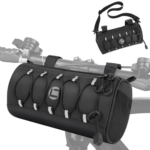 Eyein Fahrrad Lenkertasche, 2.2 L Wasserfest Reflektierende Fahrradtasche Lenker mit abnehmbarem Schultergurt für Rennrad MTB E-Bike Fahrten im Freien (Quadratisch)