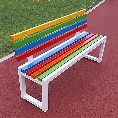 ARHAMS Gartenbank Wetterfest, Sitzbank mit Lehne, Gartenbank, Kunststoffholz, Außenterrassenbank, Metall Und Holz, Parkbank, Verandastuhl for Basketballplatz (Size : 120cm)