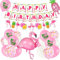 HOWAF Flamingo Geburtstags Dekorationen, 25 Stück Flamingo Deko Latex Luftballons Flamingo Ananas Folienballons Flamingo Ananas Geburtstags Banner für Hawaii Deko Party Deko Geburtstag Sommerdeko