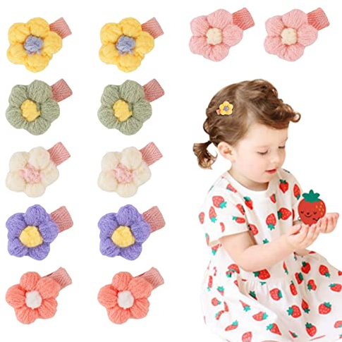 12Uds Pinza de Pelo para Bebé, Horquillas Bebé Felpa Pinza de Pelo de flores Horquillas Pequeñas de Felpa para el Cabello Horquillas Bonitas para Niñas Accesorios para el Cabello para Niñas