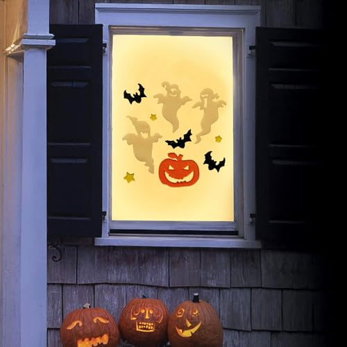 FIESTAS GUIRCA - Wiederverwendbarer Gel-Sticker Fantasien, 20 x 25 cm – spezielle Halloween-Dekoration – Thema: Mein beliebter Kürbis