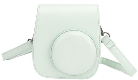 Protective Case for Fujifilm Instax Mini 12, PU Leather Bag Cover with Album Filters Colorful Hanging Frames Stickers Adjustable Strap String Clips (Mint Green)