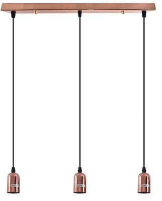 Lighting Industrial Cluster 3 Way Pendant Light Fittings, Loft Bar Triple Hanging Pendant Ceiling Lights for Kitchen Island Living Room (Rose Gold, Without Bulb)