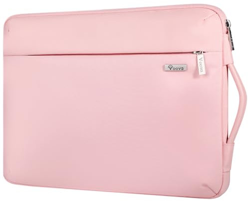 Voova 360° Protective Laptop Sleeve Carry Case 15.6 16 inch with Handle, Waterproof Slim Computer Cover Bag for MacBook Pro M3/M4 16, 15.6” HP Acer Lenovo ThinkPad IdeaPad Asus Notebook, New Pink