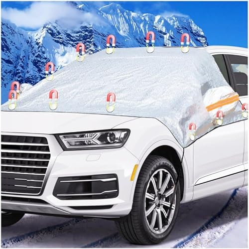 HENGYANG Frontscheibe Abdeckung Frontscheibenabdeckung Winter, Faltbar Sonnenschutz Abdeckung Windschutzscheibenabdeckung Auto Scheibenabdeckung mit 12 Magneten, für gegen Schnee Frost und Sonne