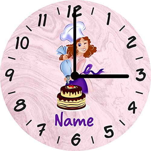 Print Equipment (69.22) Wanduhr Glasuhr Ø 29 cm - Konditor Konditorin Torte Konditorei - gern mit Namen