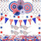 Lot de décorations de fête patriotique du 4 juillet - Rouge et blanc - Bleu - Pour fans de papier - Serpentins américains - Fanions américains - Verres en plastique patriotiques pour 4 juillet
