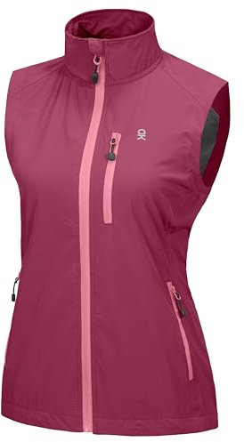 Little Donkey Andy Women's Outdoor Stretchy Cooler Quick Dry Stand Up Vest Rubinrot XL