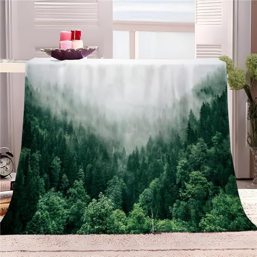 Buohwiwe Couverture Forêt Verte 3D Plaid Polaire 100x150 Nature Doux Microfibre Couverture en Flanelle Paysage Couvertures et Plaids Chaud pour lit Jeté de Canapé m6462