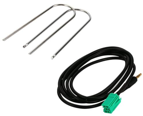 Unifizz - Cable adaptador de entrada auxiliar para audio MP3, 3,5 mm, 1,5 m, cable auxiliar para piezas para audio de coche Ren-ault Clio Megane Laguna Espace Ka-ngoo Sce-nic con 2 llaves
