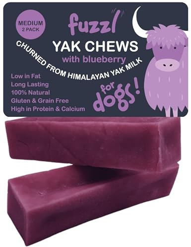 Fuzzl Yak Chews for Dogs - 2 Pack 150g Blueberry - Premium Natural Dog Treats with Himalayan Yak Milk - No Hide Dog Food Natural Long Lasting Dental Sticks and Dental Chews