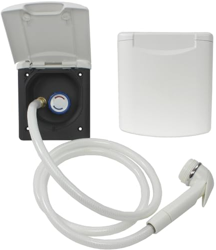 Generisch ABL - Toma de agua para exteriores, manguera de ducha para autocaravana, caravana, caravana, ducha, grifo mezclador, color blanco